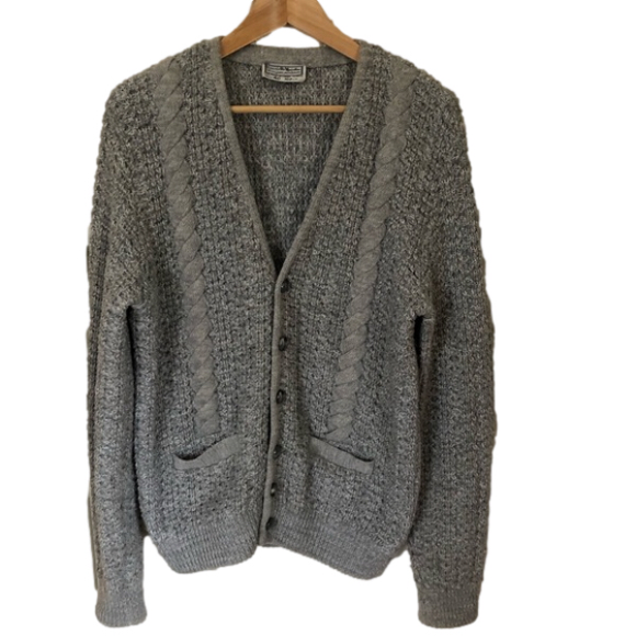 Sears Other - Vintage Chunky Knit Gray Fisherman Cardigan Large